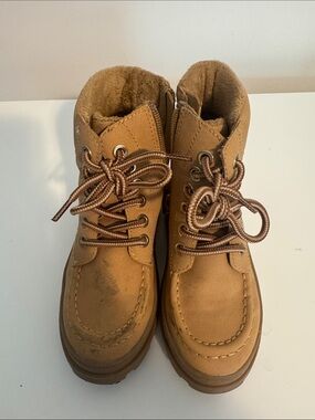 Kids Tan Lace-Up Lined Boots